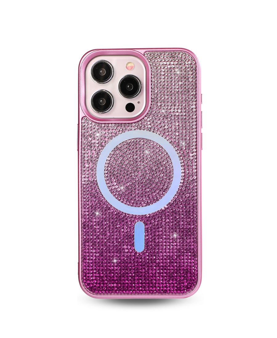 Pink Ombre Crystal Glam MagSafe Phone Case