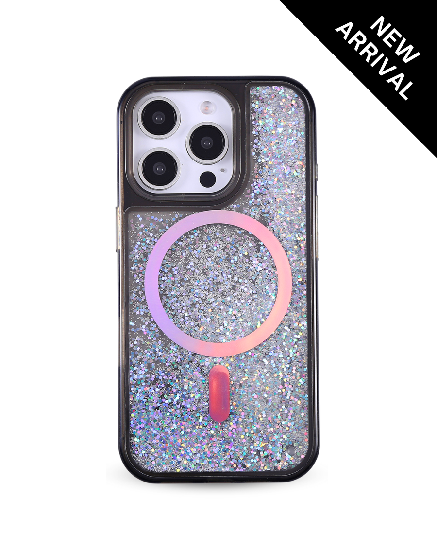 Black Holo Glitter MagSafe Phone Case