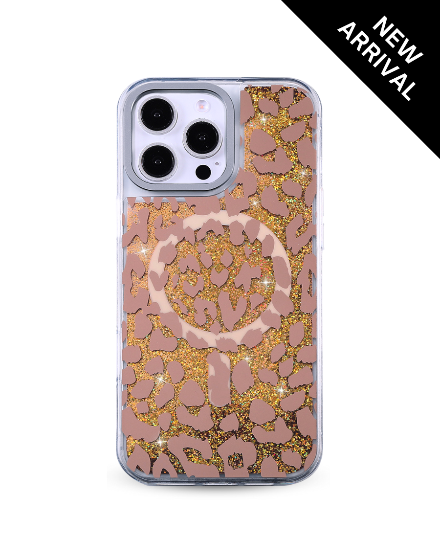 Gold Leopard Glitter MagSafe Phone Case